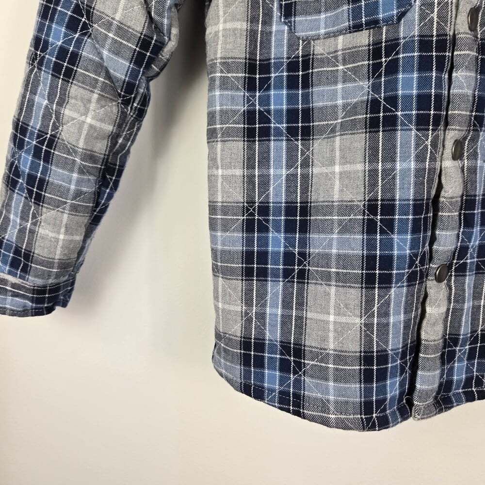 Sovereign Code Kids Blue/Gray Plaid Snap-Up Flannel Lined Light Shirt Jacket 5Y - Picture 3 of 8